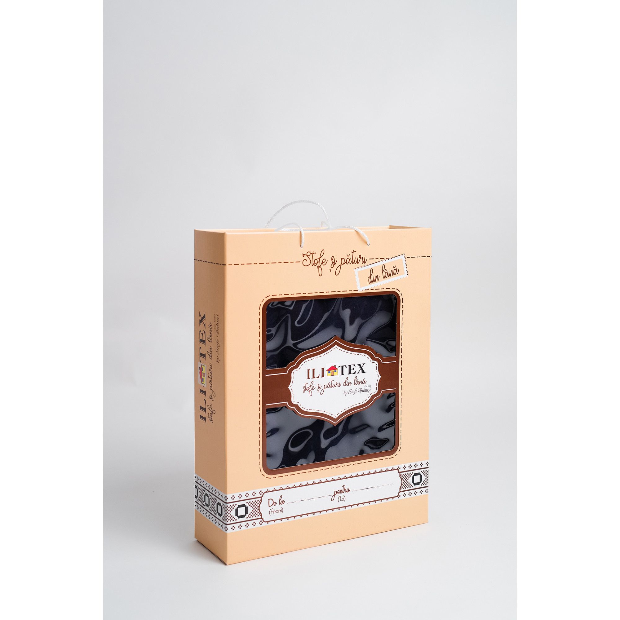 Pătură din lână 80%, model Gabriela, 160X200cm, 3 kg, bleumarin, cutie premium - imagine 3