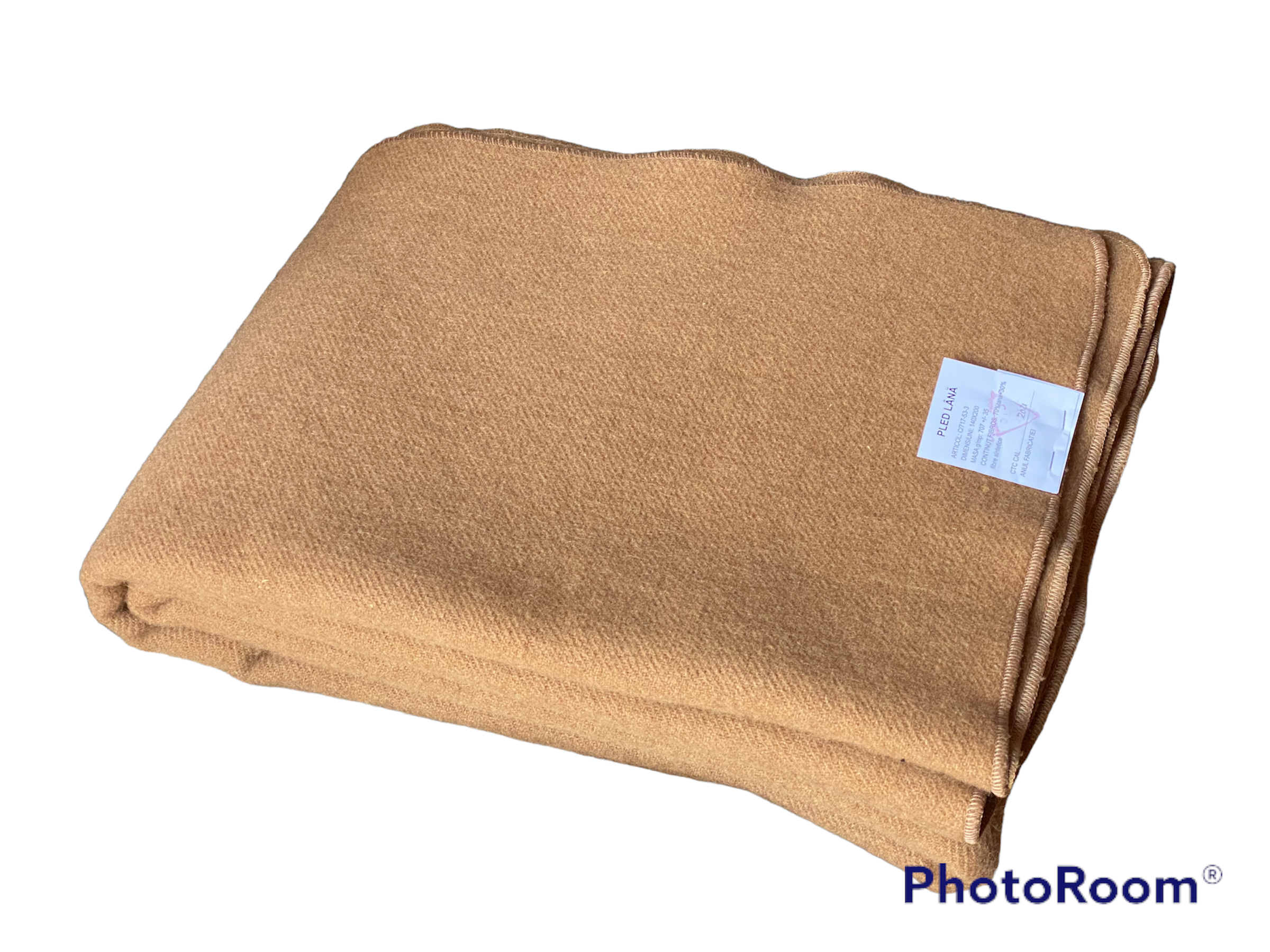 Pătură lână românească, model IOANA, 150x200cm, cappuccino, margine surfilata, cutie premium - imagine 4