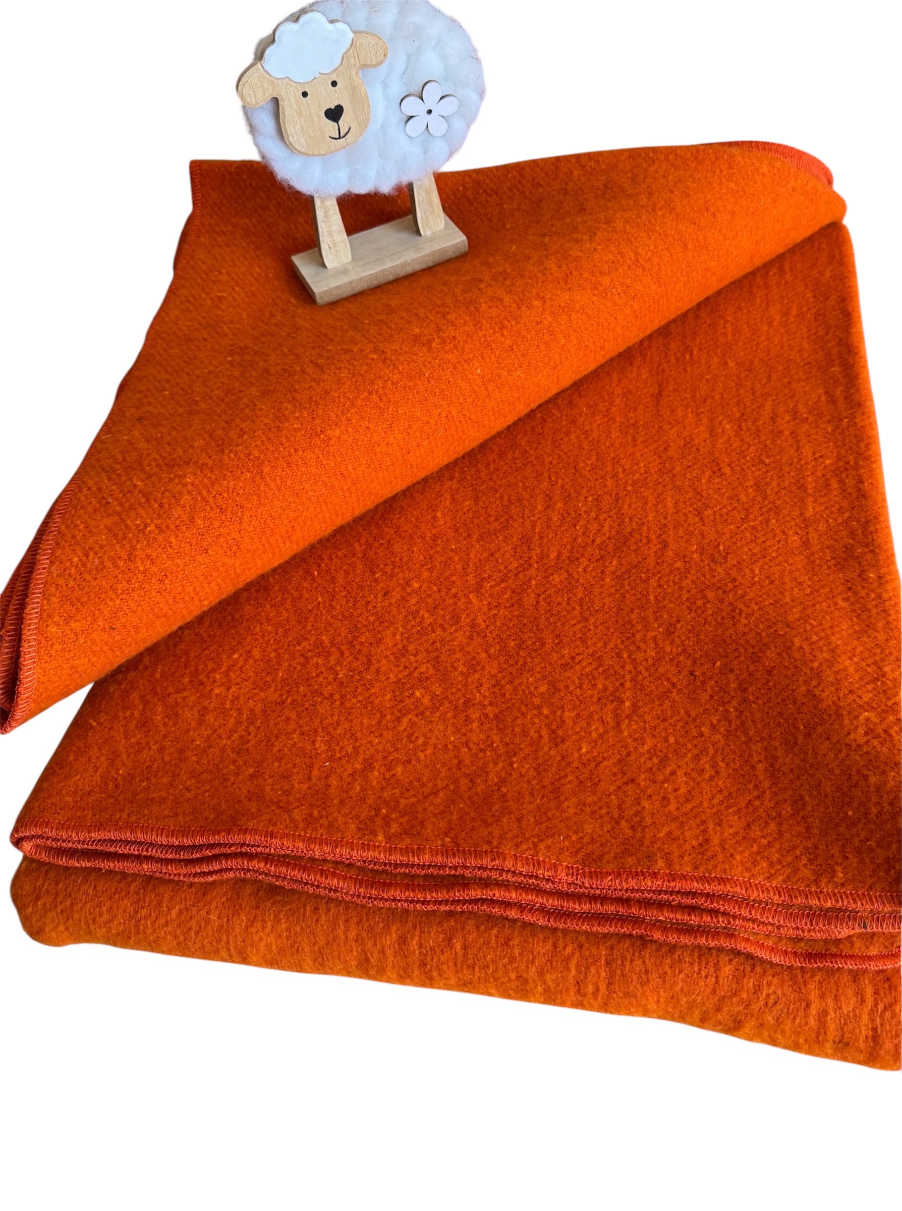 Pătură lână merinos model Orange, 150x200cm, 70% lana, margine surfilata, cutie premium - imagine 2
